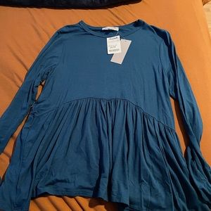 Teal peplum long sleeve top